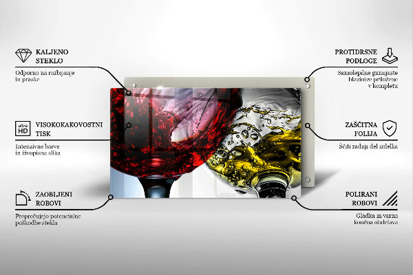 Tabla de cortar de vidrio Vasos de vino