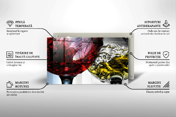 Tabla de cortar de vidrio Vasos de vino