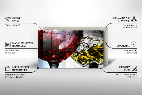 Tabla de cortar de vidrio Vasos de vino