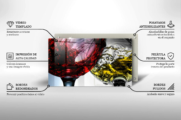 Tabla de cortar de vidrio Vasos de vino