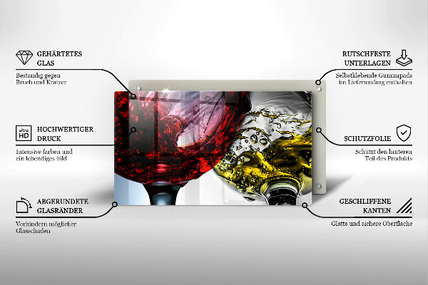 Tabla de cortar de vidrio Vasos de vino