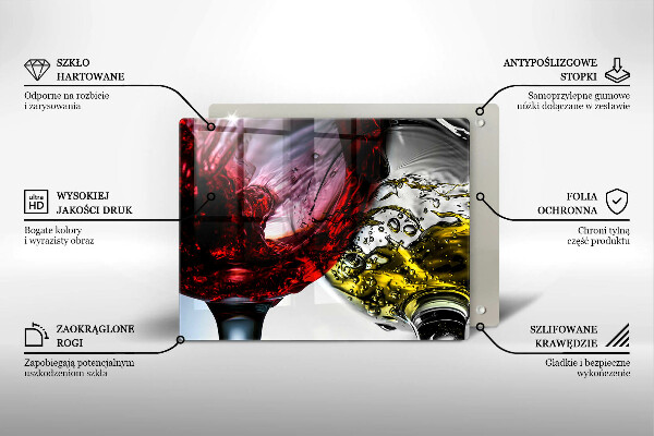 Tabla de cortar de vidrio Vasos de vino