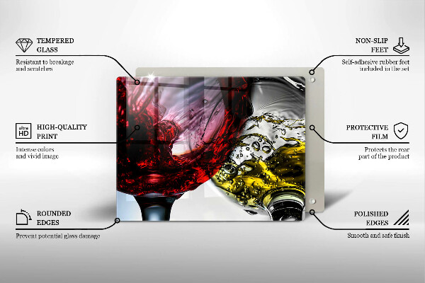 Tabla de cortar de vidrio Vasos de vino