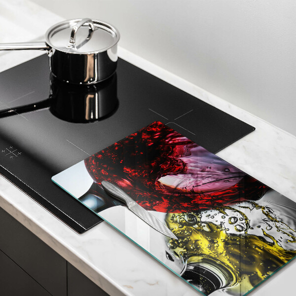 Tabla de cortar de vidrio Vasos de vino