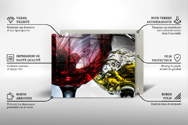 Tabla de cortar de vidrio Vasos de vino