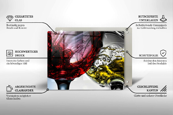 Tabla de cortar de vidrio Vasos de vino