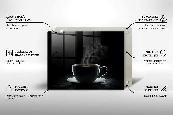 Tabla de cortar de vidrio Taza de café caliente