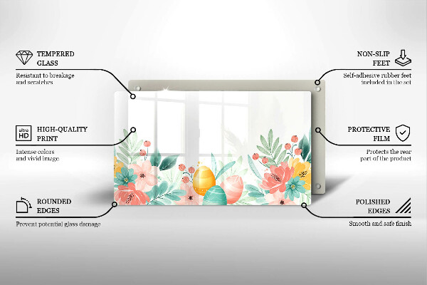 Tabla de cortar de vidrio Huevos de pascua