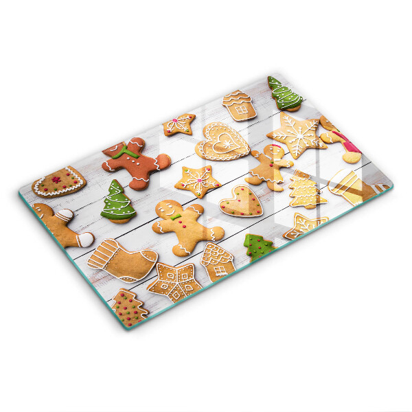 Tabla de cortar de vidrio Pan de jengibre navideño