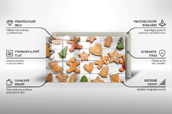 Tabla de cortar de vidrio Pan de jengibre navideño