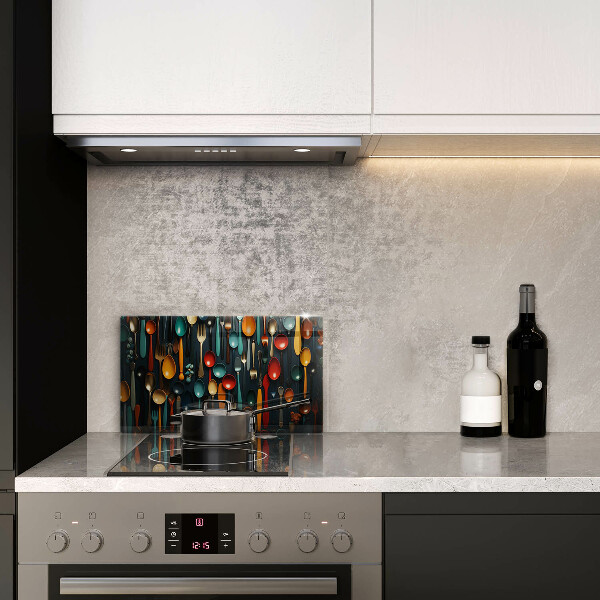 Tabla de cortar de vidrio Cucharas y tenedores de colores