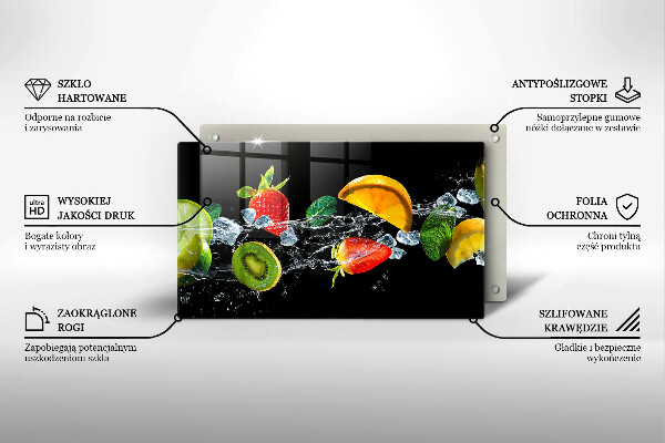Tabla de cortar de vidrio Frutas en agua