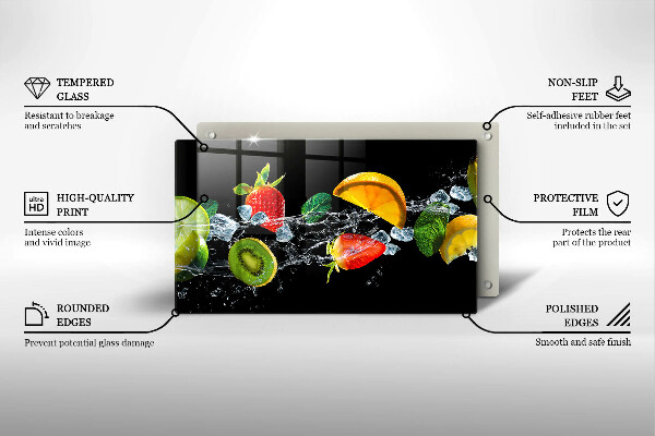 Tabla de cortar de vidrio Frutas en agua