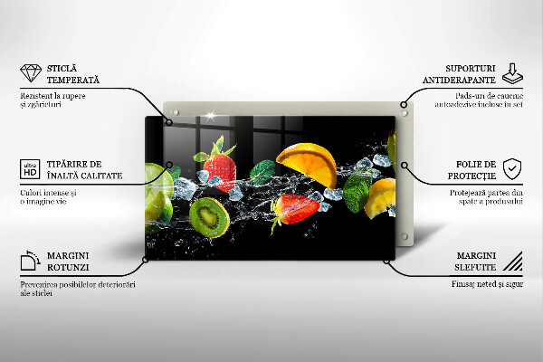 Tabla de cortar de vidrio Frutas en agua