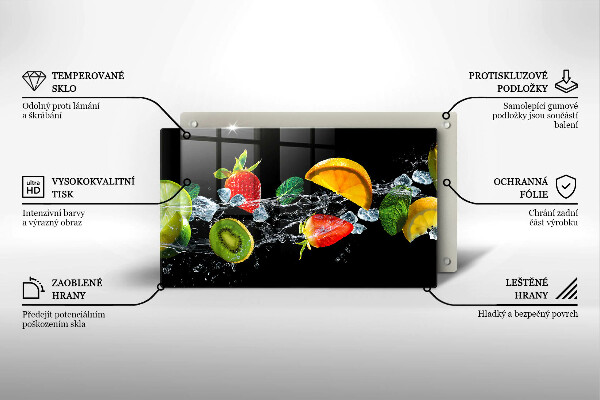 Tabla de cortar de vidrio Frutas en agua