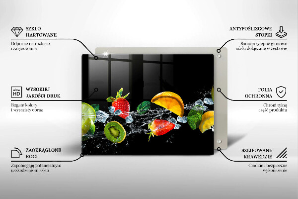 Tabla de cortar de vidrio Frutas en agua