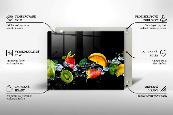 Tabla de cortar de vidrio Frutas en agua
