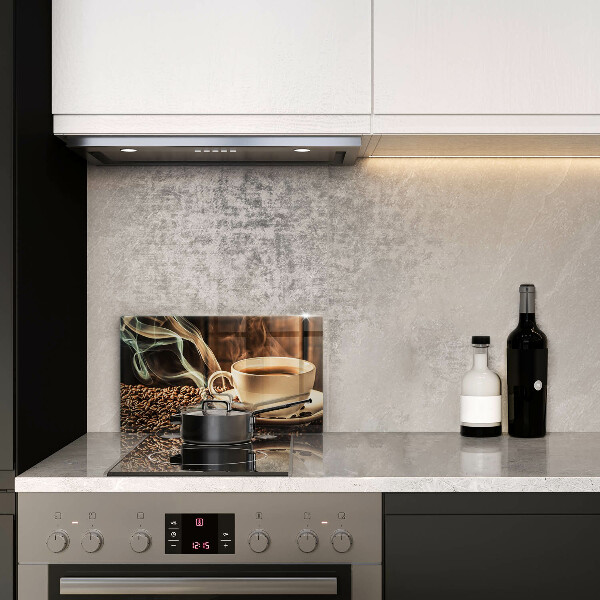 Tabla de cortar de vidrio Taza y granos de café