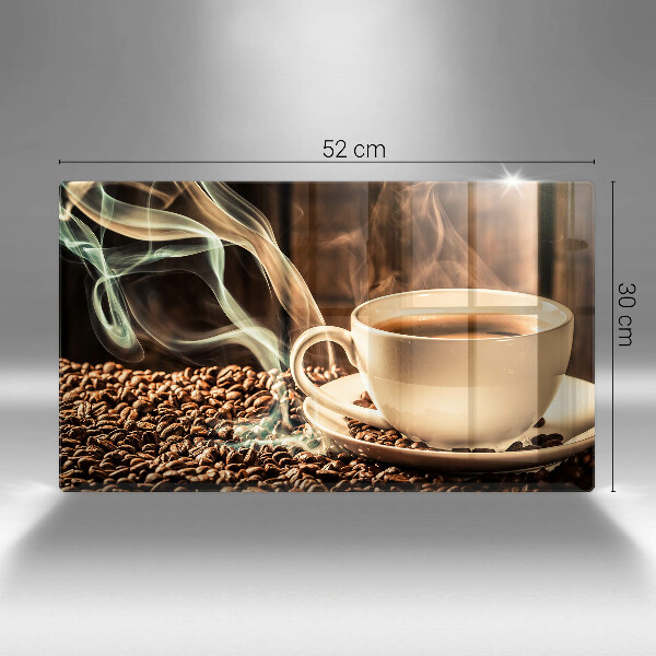 Tabla de cortar de vidrio Taza y granos de café