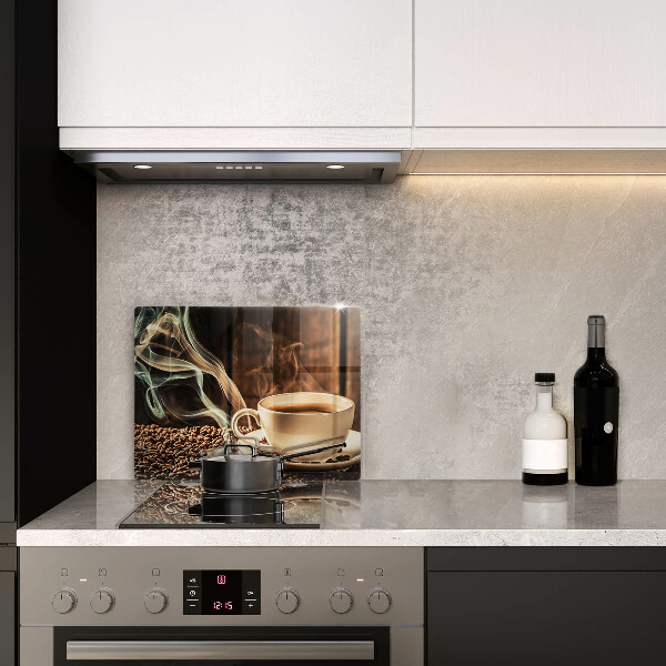 Tabla de cortar de vidrio Taza y granos de café