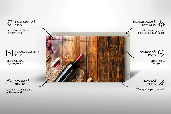 Tabla de cortar de vidrio Una botella de vino tinto