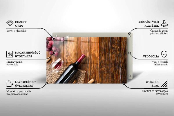 Tabla de cortar de vidrio Una botella de vino tinto