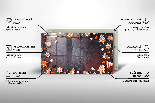 Tabla de cortar de vidrio Navidad de pan de jengibre