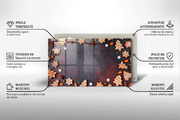 Tabla de cortar de vidrio Navidad de pan de jengibre