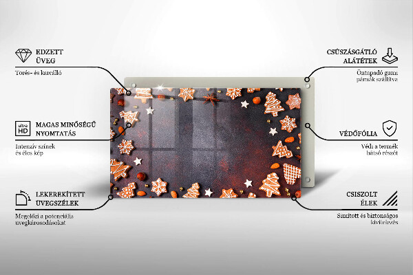 Tabla de cortar de vidrio Navidad de pan de jengibre