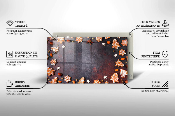 Tabla de cortar de vidrio Navidad de pan de jengibre