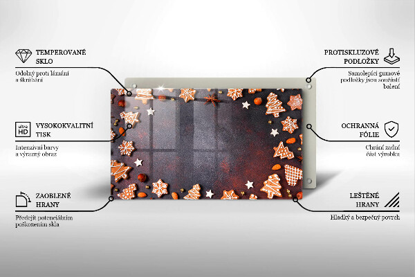 Tabla de cortar de vidrio Navidad de pan de jengibre