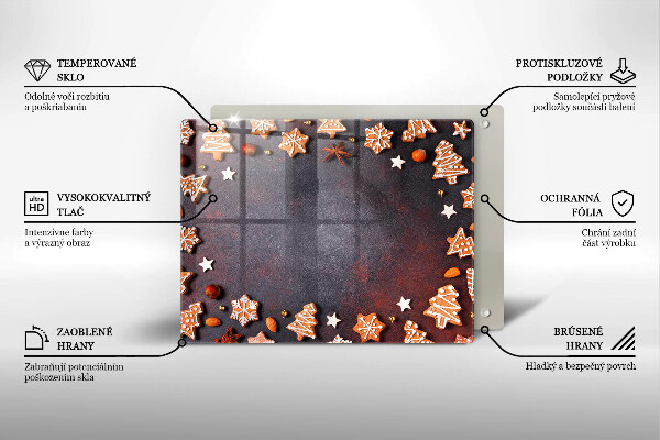 Tabla de cortar de vidrio Navidad de pan de jengibre