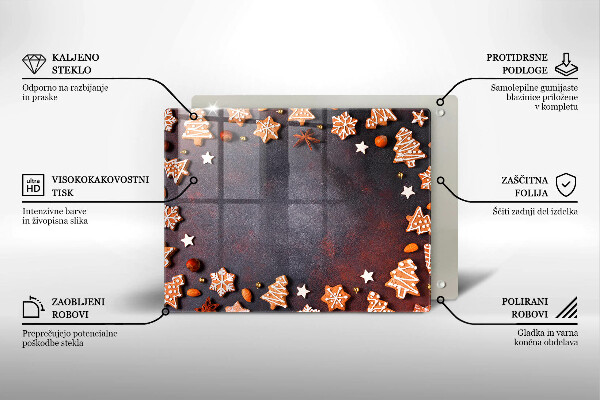 Tabla de cortar de vidrio Navidad de pan de jengibre