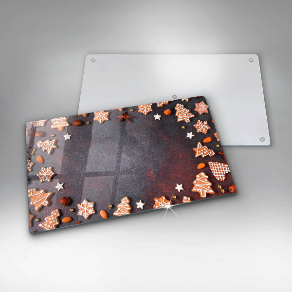 Tabla de cortar de vidrio Navidad de pan de jengibre