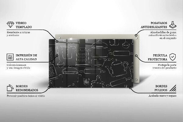 Tabla de cortar de vidrio Accesorios de cocina de dibujos animados