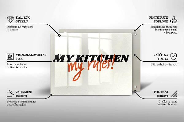 Tabla de cortar de vidrio My kitchen my rules