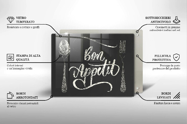 Tabla de cortar de vidrio Bon appetit