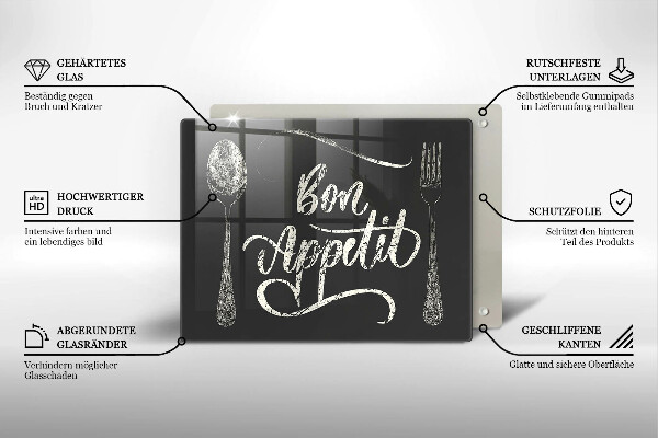 Tabla de cortar de vidrio Bon appetit