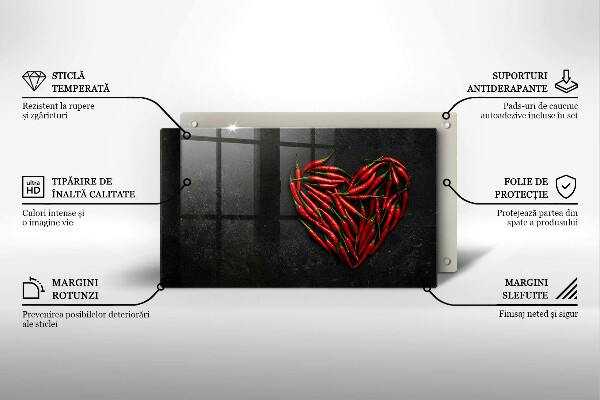 Tabla de cortar de vidrio Corazón de ají
