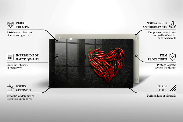 Tabla de cortar de vidrio Corazón de ají