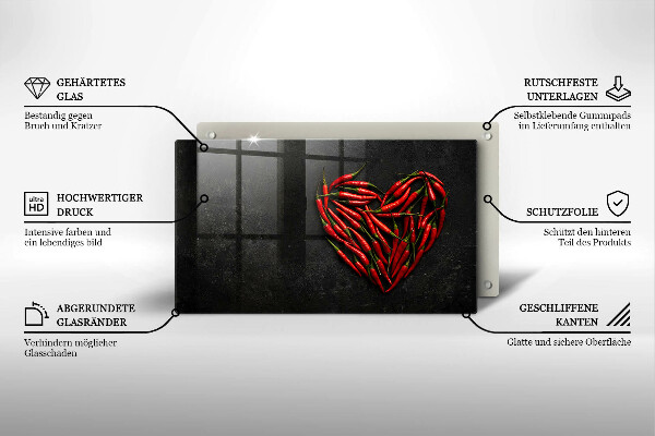 Tabla de cortar de vidrio Corazón de ají
