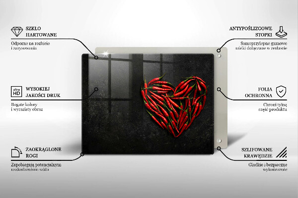 Tabla de cortar de vidrio Corazón de ají