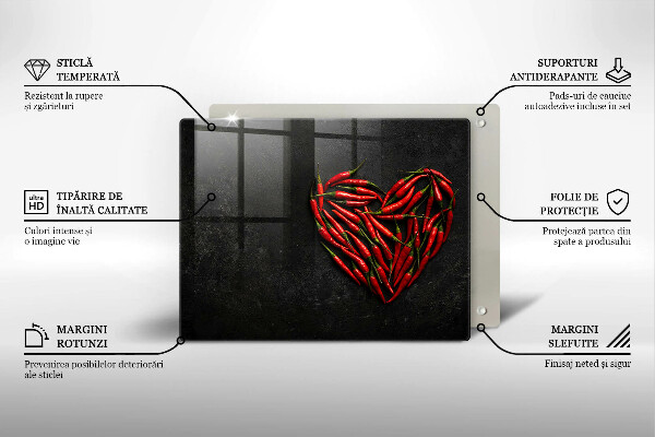 Tabla de cortar de vidrio Corazón de ají