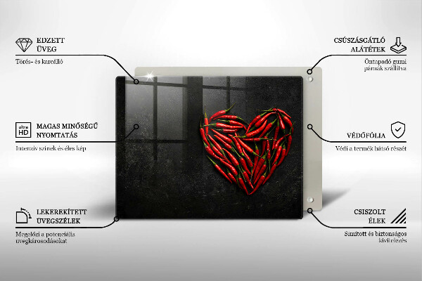 Tabla de cortar de vidrio Corazón de ají