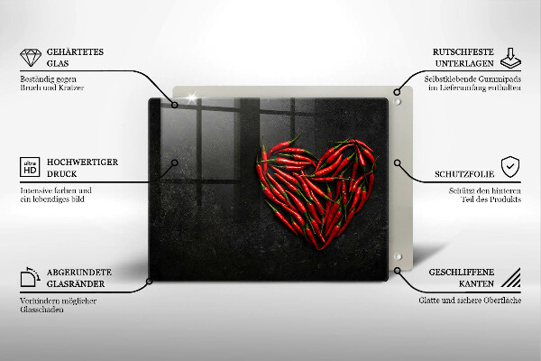 Tabla de cortar de vidrio Corazón de ají