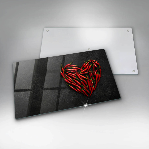 Tabla de cortar de vidrio Corazón de ají
