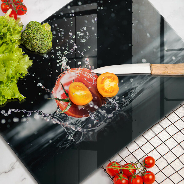 Tabla de cortar de vidrio Tomate en agua