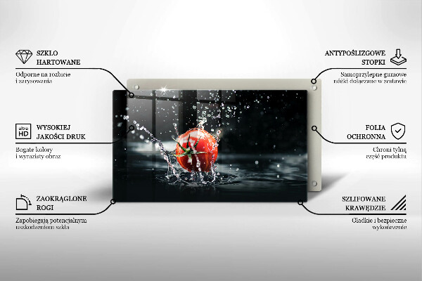 Tabla de cortar de vidrio Tomate en agua