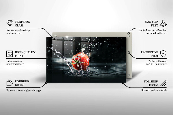 Tabla de cortar de vidrio Tomate en agua