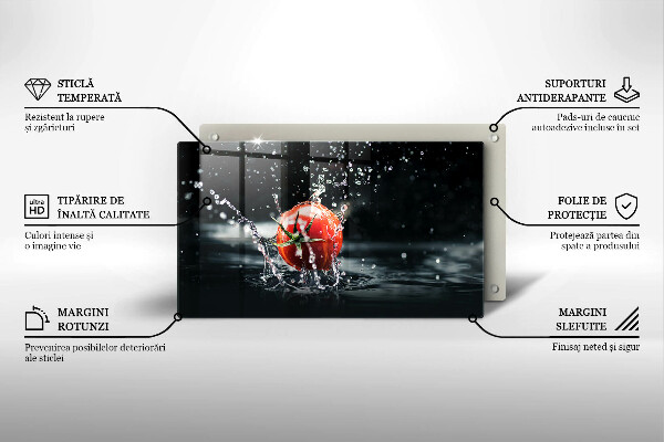 Tabla de cortar de vidrio Tomate en agua